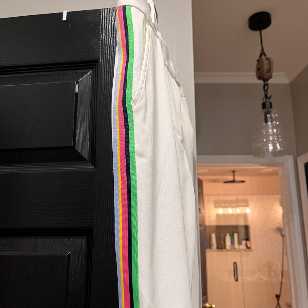 G/FORE White and Green Straight Leg Pants